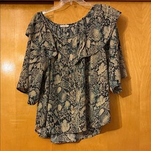 ODDY Black and Cream Snake Print Blouse